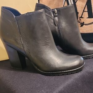 Franco Sarto Black Leather Ankle Boots